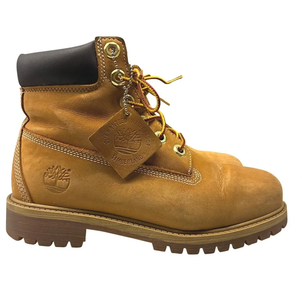 Timberland 6 Inch Premium Waterproof Boots Youth 3.5 Wheat Nubuck Leather